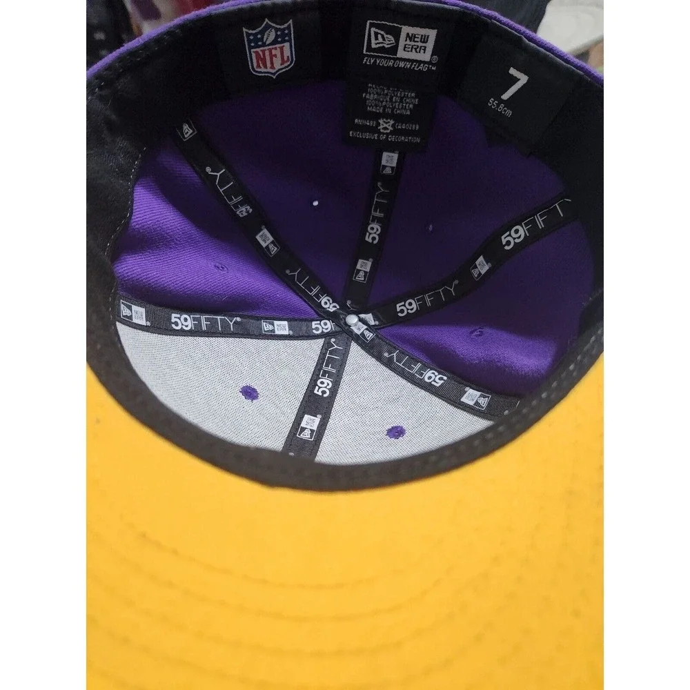 New Era 59FIFTY Minnesota Vikings Fitted Hat Size 7 Purple Yellow‎ NFL Cap